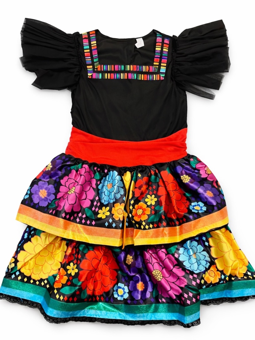 Girls Halloween Costume Dress Colorful Floral Day of the Dead Style No Size Tag
